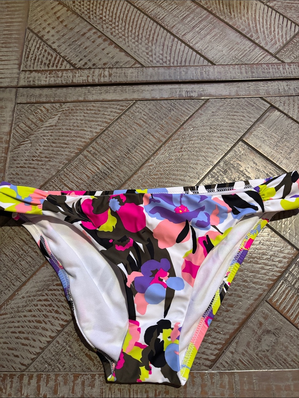 Bar III Multicolor Floral Bikini Bottom - Pink, Purple, Blue, Yellow, Black
